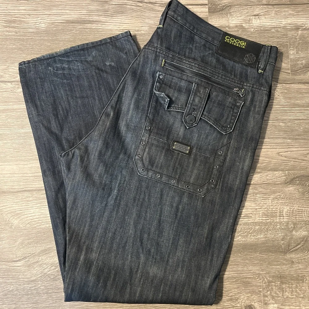 Coogi Dark Wash Wide Leg Y2K Baggy Skater  Jeans, JNCO Style, Size 44x35 (46x35)